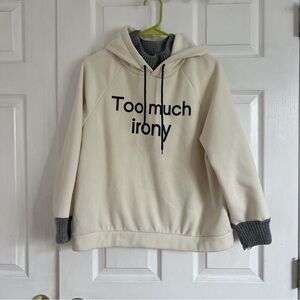 Asian Cream fleece Hoodie with “Irony”